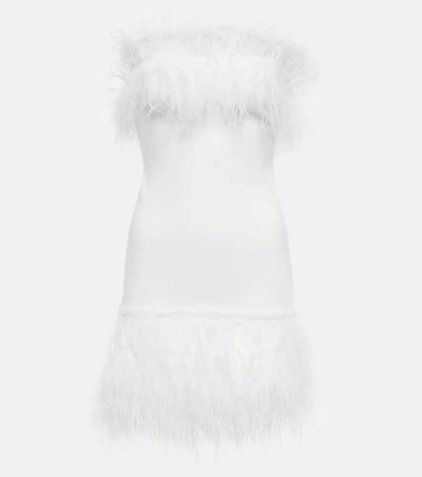 Staud Etta feather-trimmed minidress | LYBSTORE