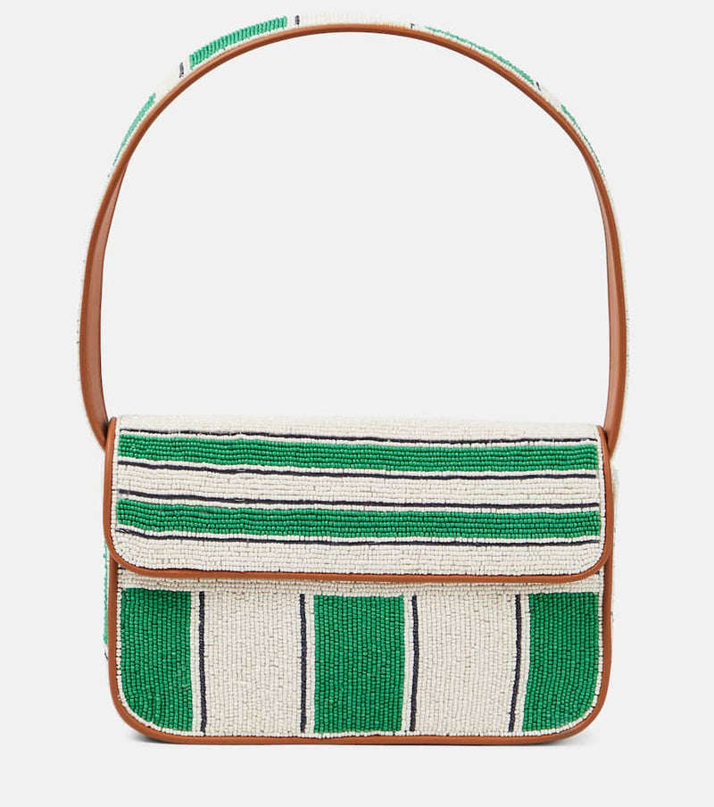 Staud Tommy striped beaded shoulder bag