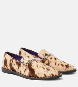 Stella McCartney Falabella printed velvet loafers | LYBSTORE