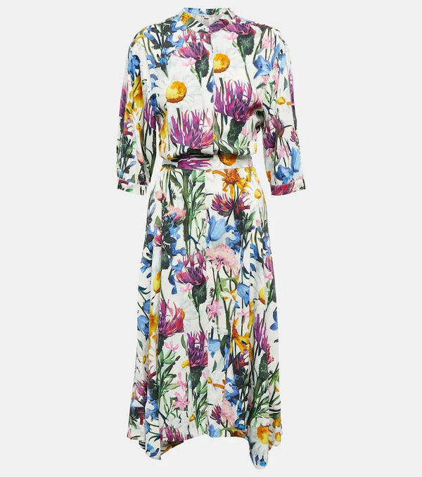 Stella McCartney Floral satin midi dress | LYBSTORE