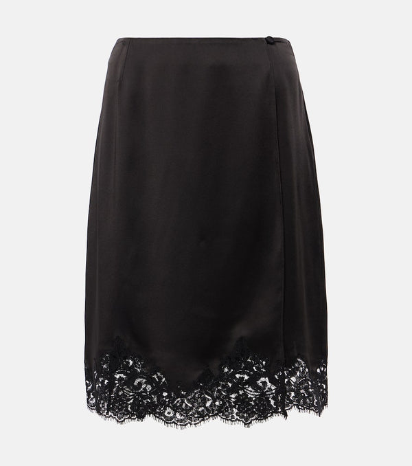 Stella McCartney Guipure lace-trimmed satin midi skirt