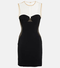 Stella McCartney Mesh-paneled crêpe minidress | LYBSTORE