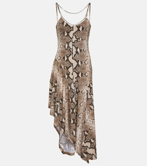 Stella McCartney Snake-effect asymmetrical midi dress | LYBSTORE