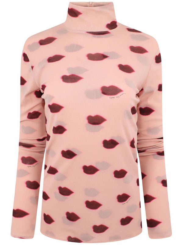 Stella Mccartney Lips Print High Neck Top