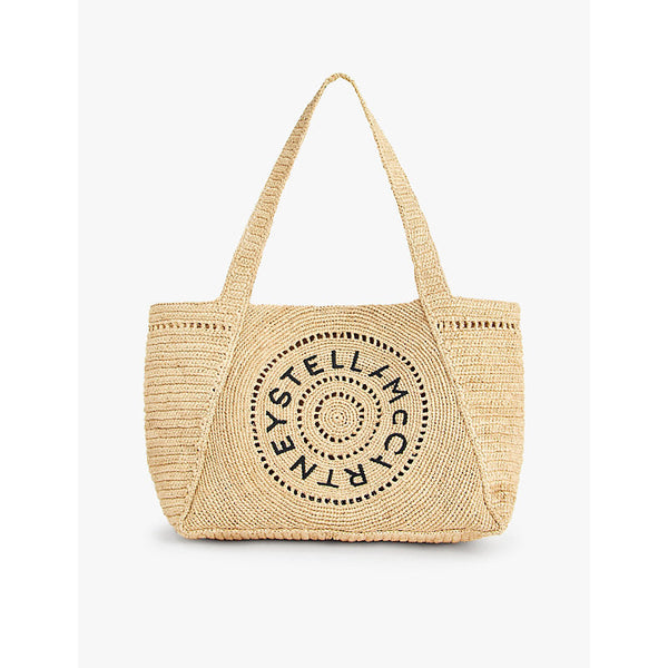 Womens Stella Mccartney Logo medium raffia tote bag