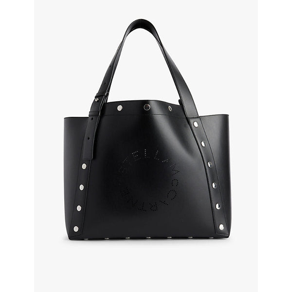 Stella Mccartney Studded perforated-logo faux-leather tote bag | LYBSTORE