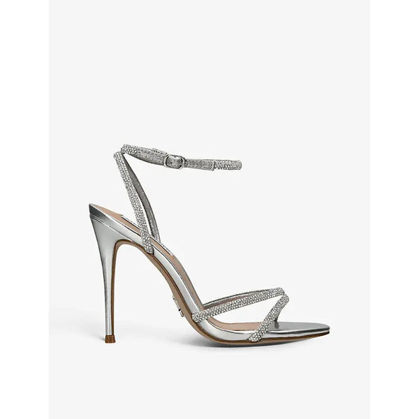 Steve Madden Bryanna rhinestone-embellished metallic-leather sandals | Steve Madden