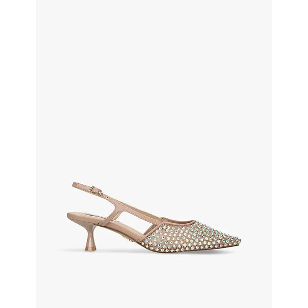 Steve Madden Legaci rhinestone-embellished heeled woven slingbacks | Steve Madden