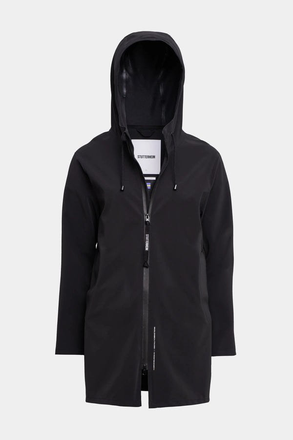 Stutterheim Stockholm Lightweight Matte Zip Raincoat Black