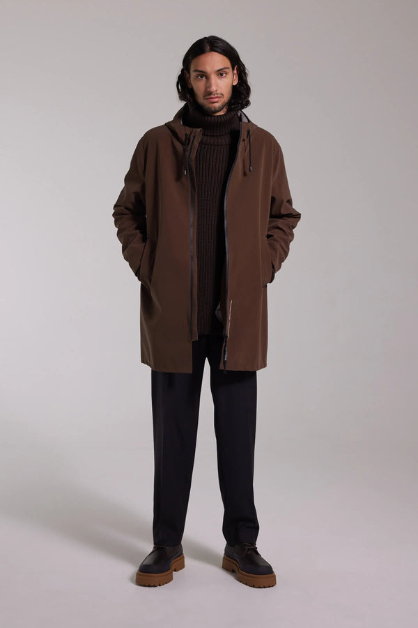 Stutterheim Stockholm Lightweight Matte Zip Raincoat Dark Brown