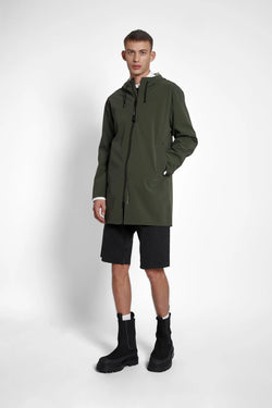 Stutterheim Stockholm Lightweight Matte Zip Raincoat Green