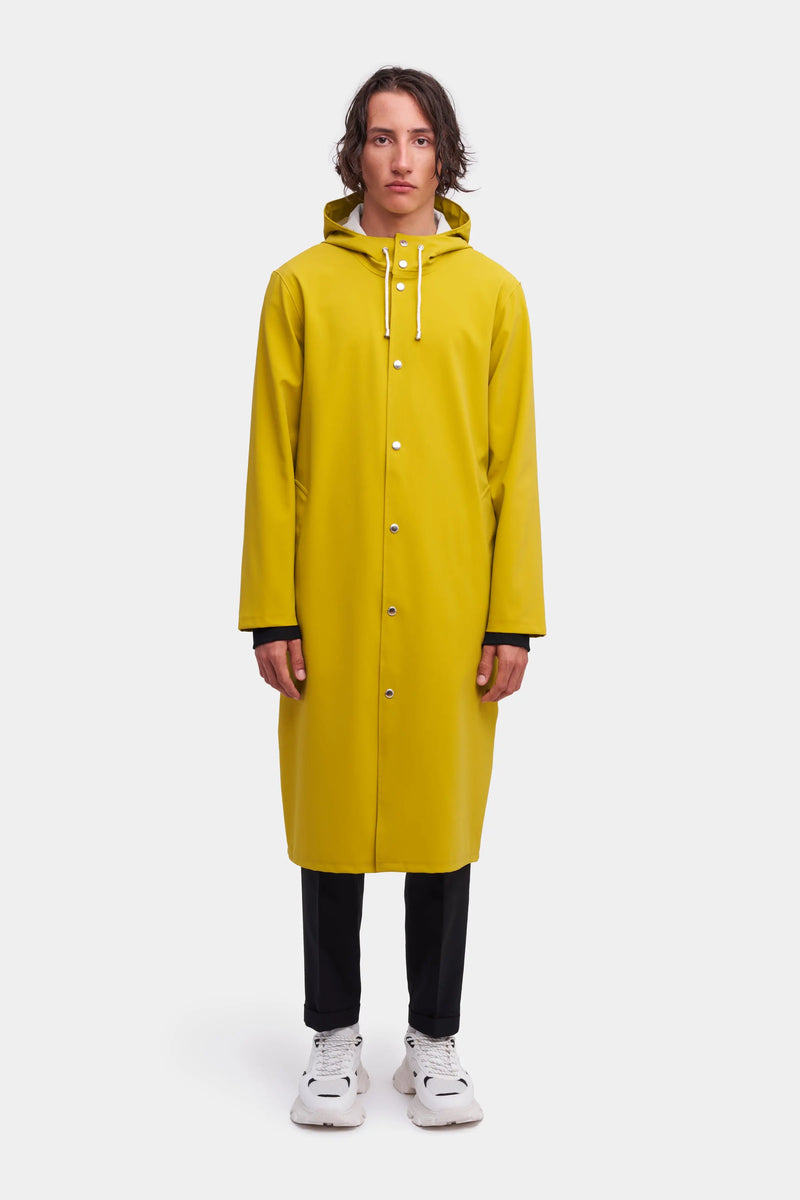 Stutterheim Stockholm Long Matte Print Raincoat Gold