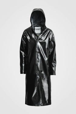 Stutterheim Stockholm Long Print Opal Raincoat Black