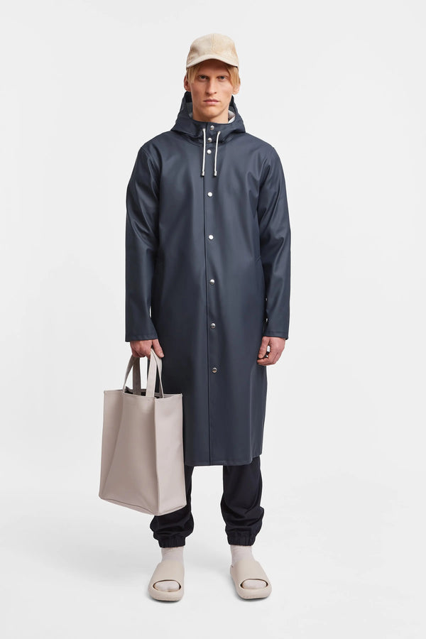 Stutterheim Stockholm Long Print Raincoat Navy