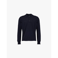 Stone Island Brand-badge regular-fit brushed wool knitted polo shirt