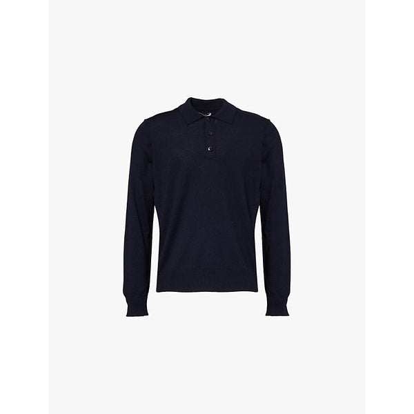 Mens Stone Island Brand-badge regular-fit brushed wool knitted polo shirt