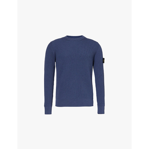 Mens Stone Island Brand-patch crew-neck rib-knit virgin-wool jumper