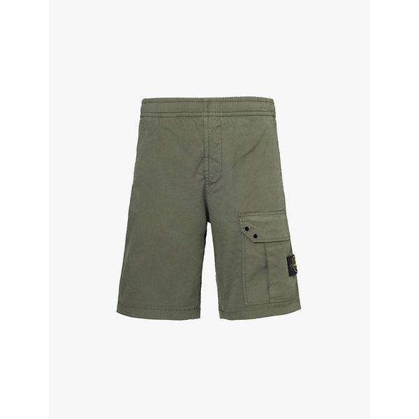 Mens Stone Island Brand-patch drawstring-waist stretch-cotton shorts