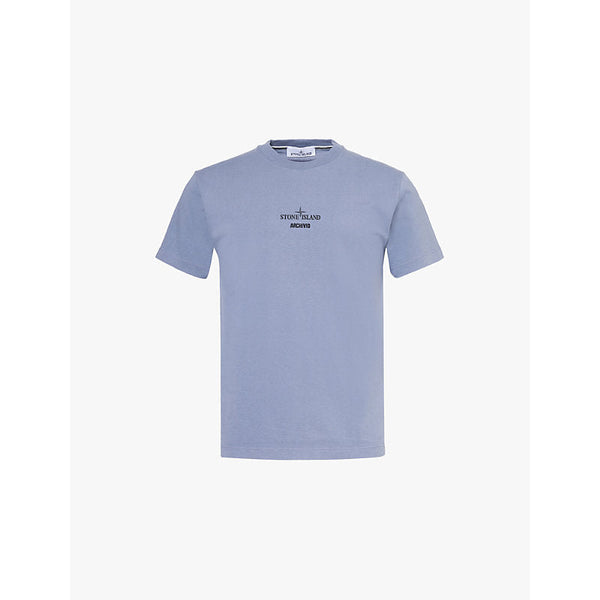 Mens Stone Island Brand-print relaxed-fit cotton-jersey T-shirt