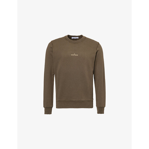 Stone Island Crewneck Brand-Print Cotton-Jersey Sweatshirt