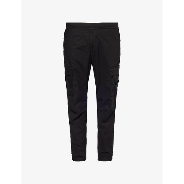 Stone Island Multi-Pockets Brand-Patch Tapered-Leg Regular-Fit Stretch-Cotton Trousers