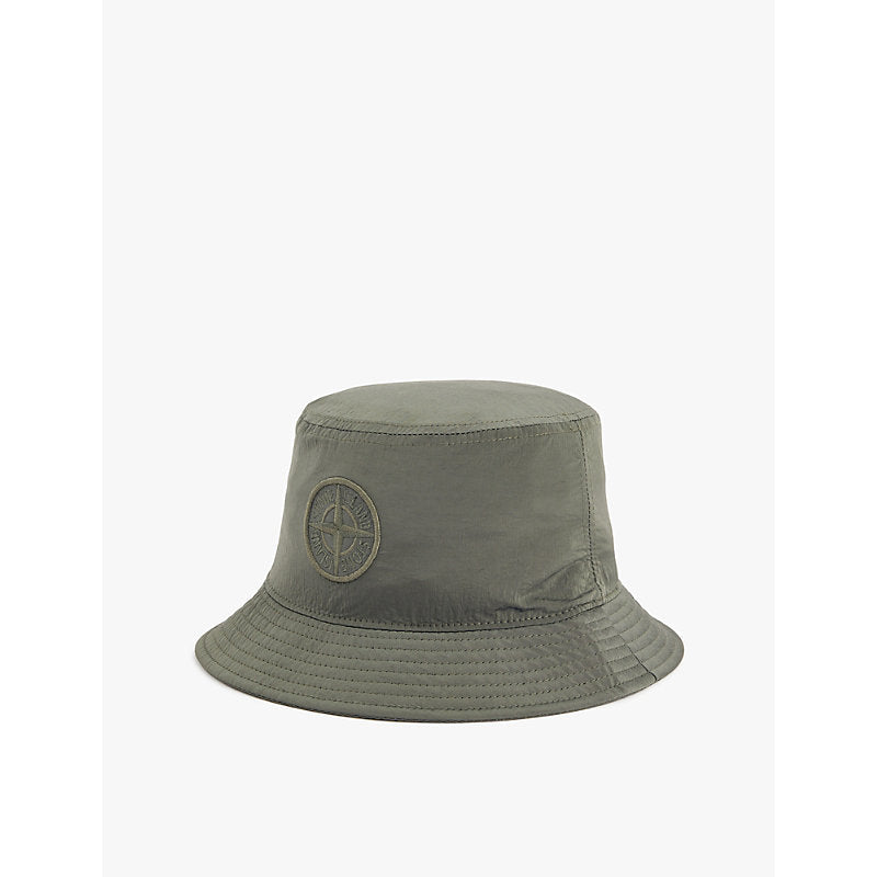 Mens Stone Island Wide brim embroidered branding shell bucket hat