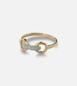 Stone and Strand Bridle 14kt gold ring with diamonds