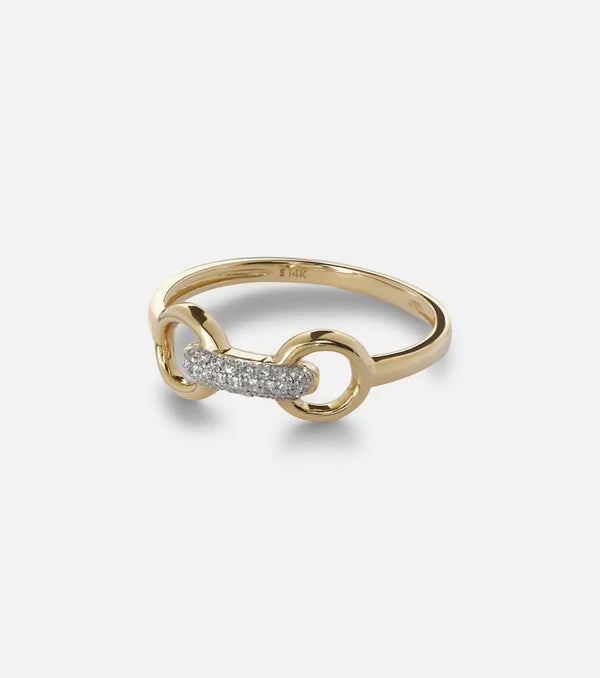 Stone and Strand Bridle 14kt gold ring with diamonds