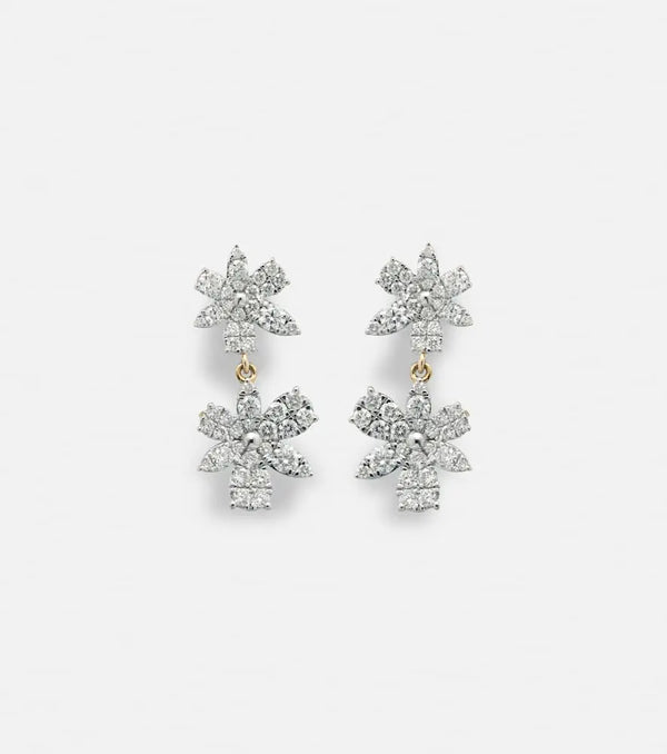 Stone and Strand Grand Magnolia 14kt gold drop earrings with diamonds | LYBSTORE