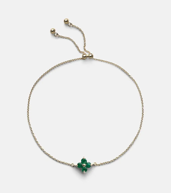 Stone and Strand Luckiest Clover 10kt gold bracelet with emerald | LYBSTORE