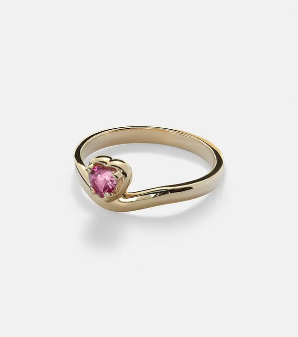 Stone and Strand Sweetheart Bonbon Merge 10kt gold ring with tourmaline | LYBSTORE