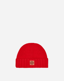 Stone Island Garment Dyed Wool Beanie Lobster Red