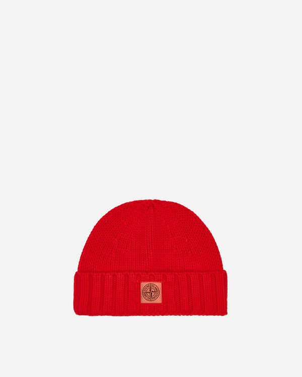 Stone Island Garment Dyed Wool Beanie Lobster Red