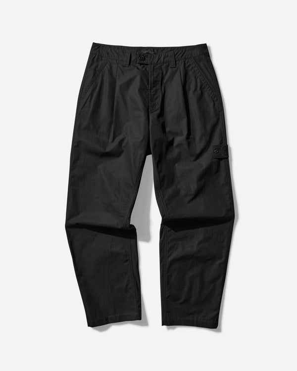 Stone Island Ghost Weatherproof Cotton Canvas Pleated Pants Black