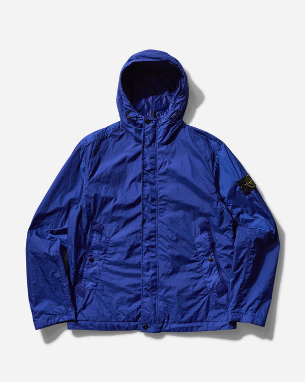 Stone Island Men s Crinkle Reps R-NY Hooded Jacket Bright Blue