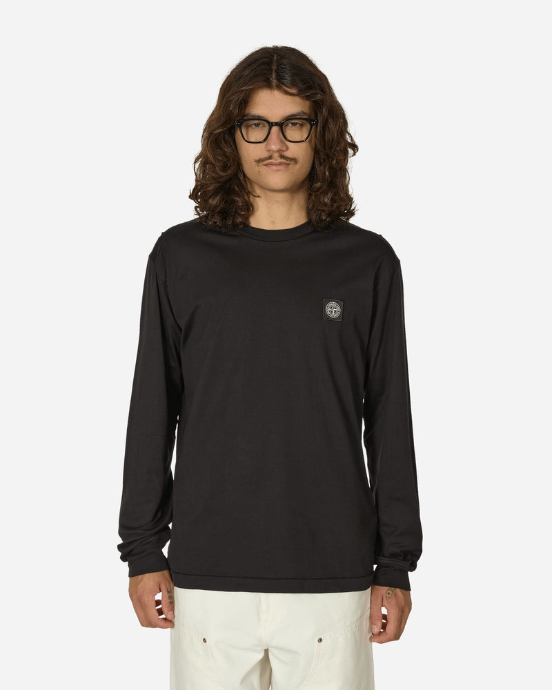 Stone Island Garment Dyed Logo Longsleeve T-Shirt Black