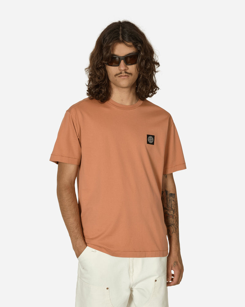 Stone Island Garment Dyed Logo T-Shirt Orange