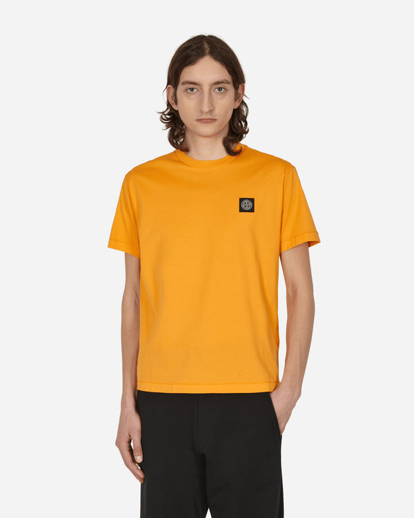 Stone Island Garment Dyed Logo T-Shirt Orange