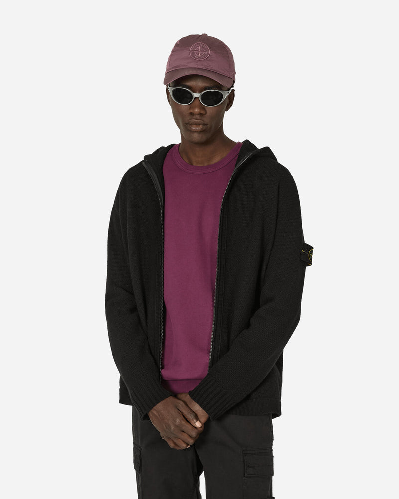 Stone Island Zip Up Hooded Sweater Black