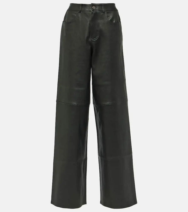 Stouls High-rise leather wide-leg pants | LYBSTORE