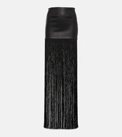 Stouls Shanghai fringed leather maxi skirt | LYBSTORE