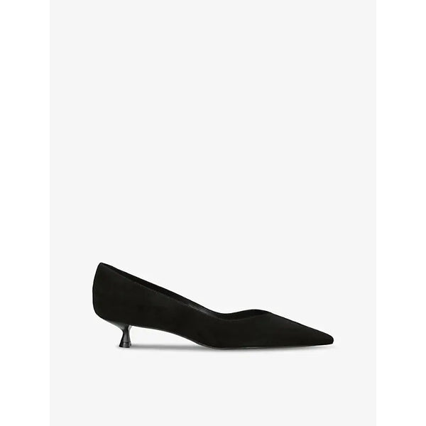 Stuart Weitzman Eva kitten-heel suede court shoes