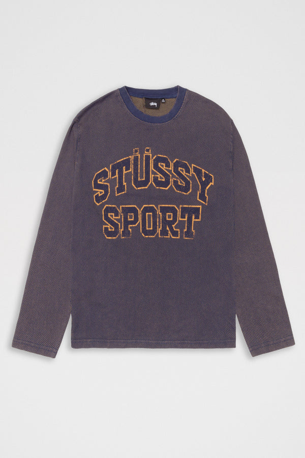 Stussy 2Tone Cotton Mesh LS Crew Navy