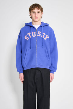 Stussy Distressed Graphic Zip Hood Purple