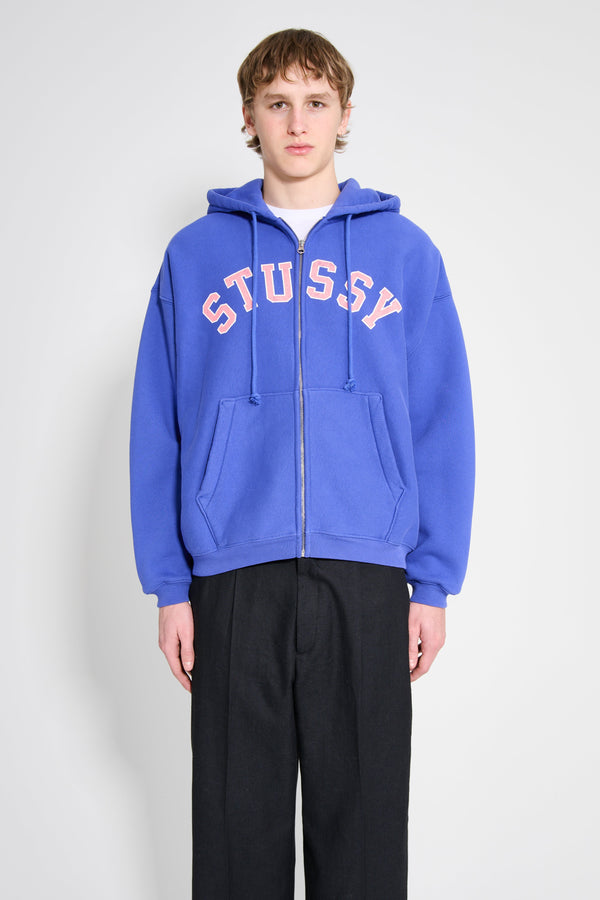 Stussy Distressed Graphic Zip Hood Purple