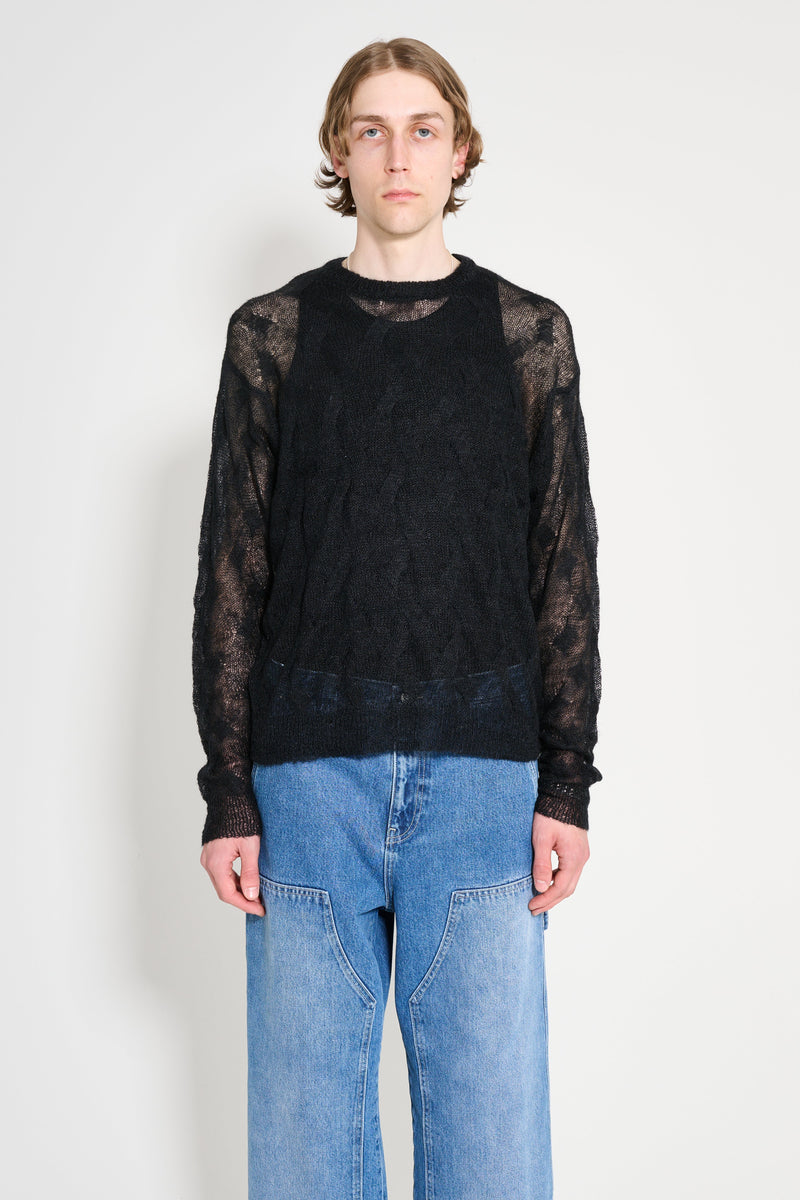 Stussy Loose Knit Cross Cable Black