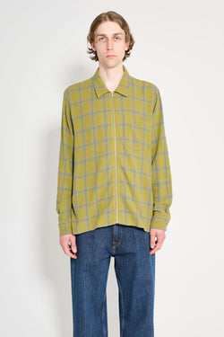 Stussy Zip Shirt Twisted Yarn Plaid Green