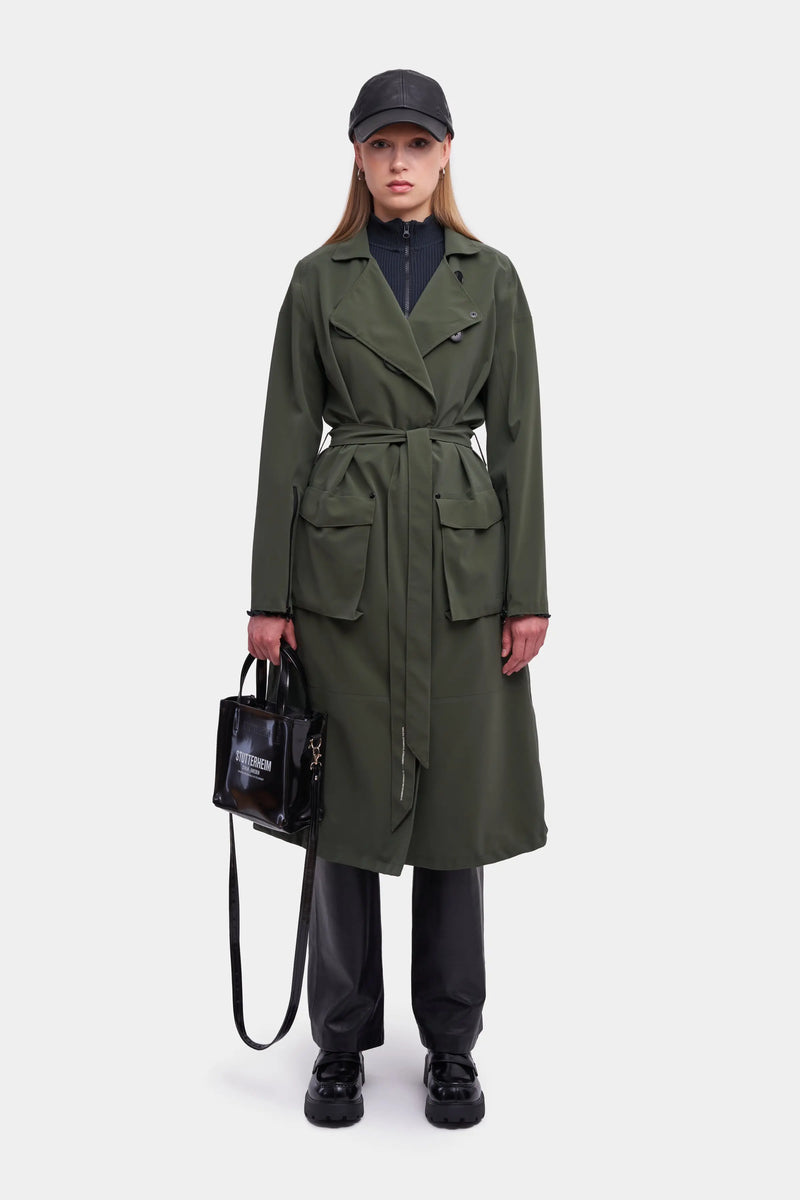 Stutterheim Kista Matte Trench Coat Dark Green