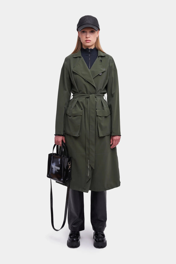 Stutterheim Kista Matte Trench Coat Dark Green | LYBSTORE