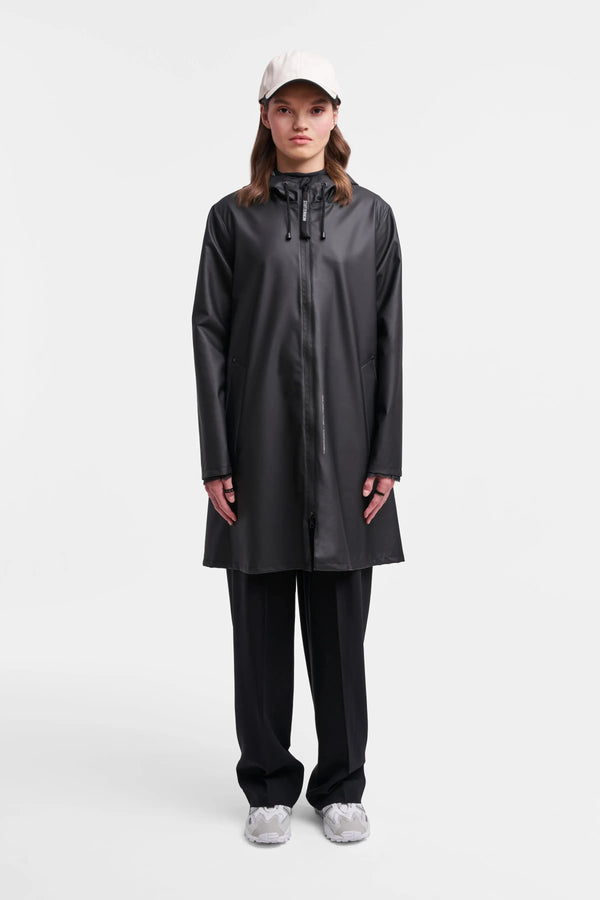 Stutterheim Mosebacke Lightweight Zip Raincoat Black | LYBSTORE